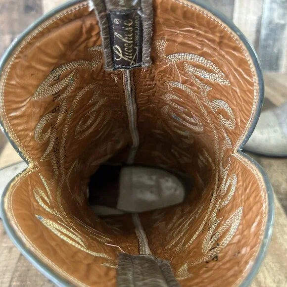 Lucchese Classics L612624 Gray Full Ostrich Western Cowboy Boots Mens 11 B - Picture 9 of 12